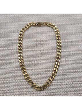 10 Inch Gold Over Stainless Steel Cuban Link Chain Bracelet A7381